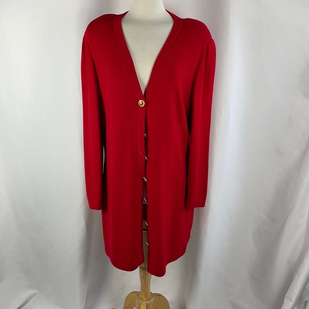 St John Red long Cardigan with gold buttons